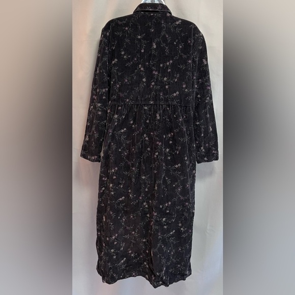 Talbots Black corduroy maxi/midi length dress long sleeve button up women 14P - Picture 2 of 10